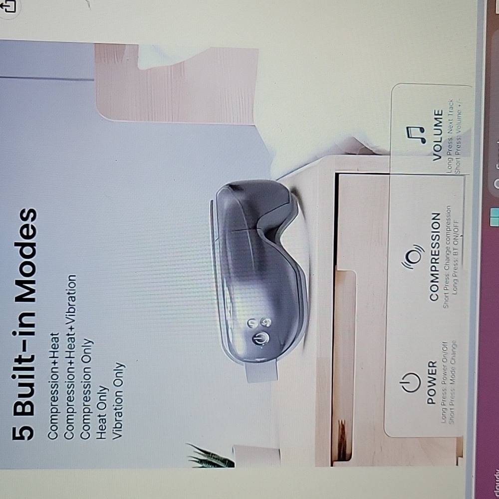 Renpho heated eye massager compression vibration Bluetooth music Gray New - Picture 4 of 9
